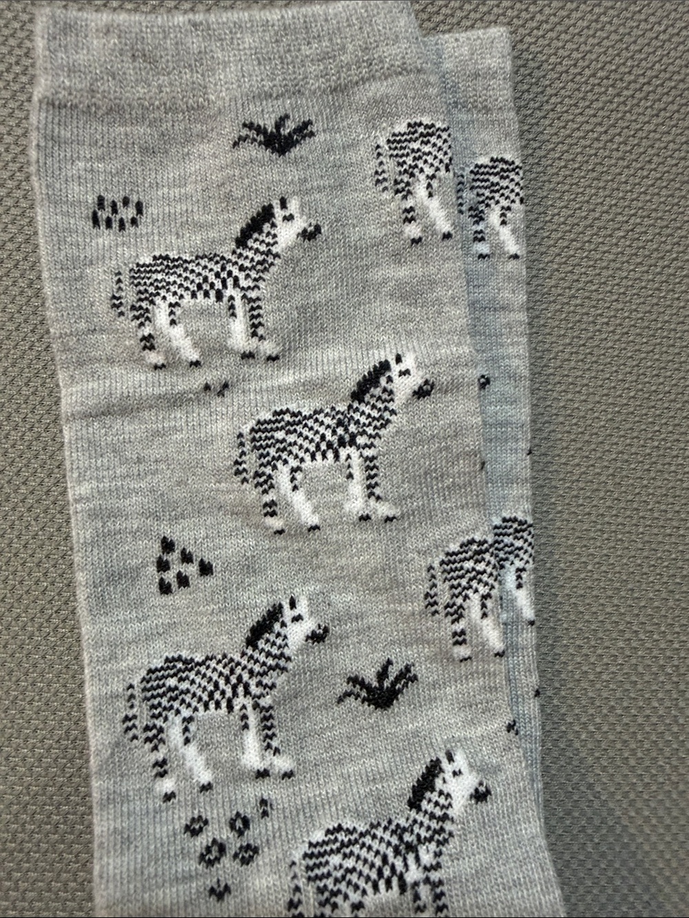 Beverly Hills Polo Club Gray Knee-High Socks-Zebras& Neon Yellow Heel-Size 5-9